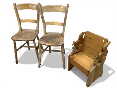 Lot 1600 - A Pair of XIX Century Ash-Elm Chairs, together...