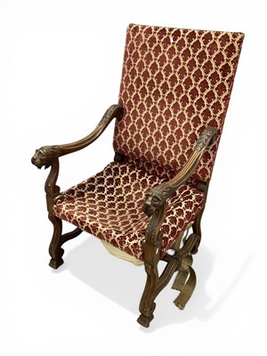 Lot 1588 - Continental Walnut Framed Throne Chair with...