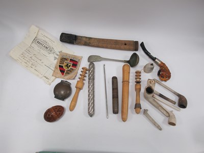 Lot 1300 - Shagreen Dagger Sheath, smoker's pipes, treen...