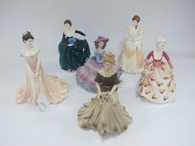 Lot 1253 - Six Coalport porcelain lady figures: Christine,...