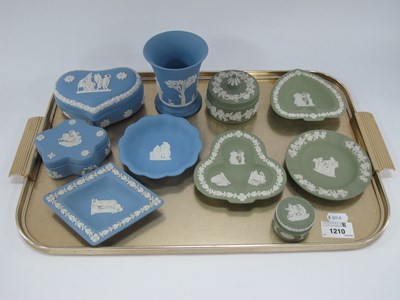 Lot 1210 - Wedgwood blue and green jasper ware, including...