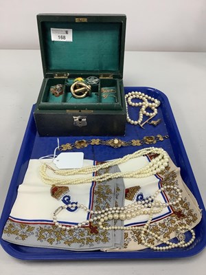Lot 168 - Antique Jewellery Box, containing assorted...