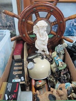 Lot 1016 - Ships Wheel Barometer, kettle, Star Wars...