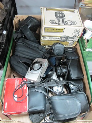 Lot 1023 - Mixed film cameras, including boxed Canon...