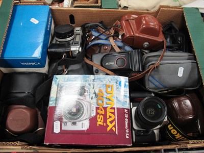 Lot 1112 - Film cameras, including Nikon F65, boxed...
