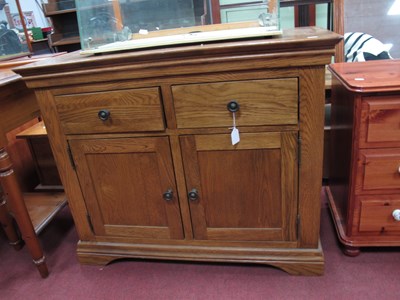 Lot 1554 - Oak Side Cabinet, with turned metal handles to...