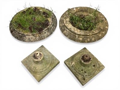 Lot 1524 - Two Garden Urns, of shallow form with lobed...
