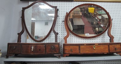 Lot 1153 - Mahogany Dressing Mirrors, one oval, the other...