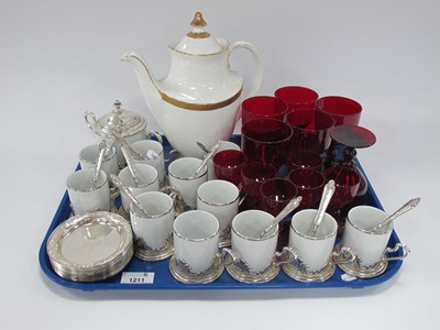 Lot 1211 - Twelve Ruby Drinking Glasses, Doulton Royal...