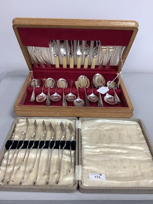 Lot 173 - Cased Set of Six Plated Fish Knives and Forks,...
