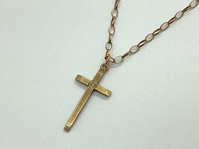 Lot 107 - A 9ct Gold Cross Pendant, of textured design,...
