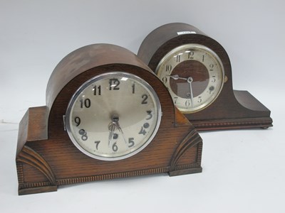 Lot 1443 - Two Oak cased Westminster chimes mantle clocks....