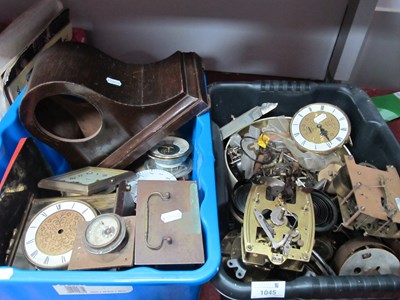 Lot 1045 - Large quantity of clock parts, including cases,...