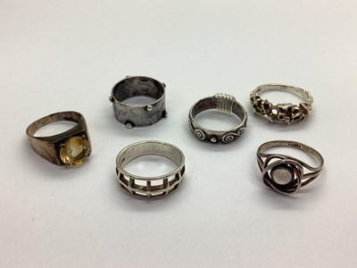 Lot 136 - Modernist Style Dress Rings, including stamped...