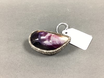 Lot 62 - SR Pewter Mounted Mussel Shell Snuff Style Box,...