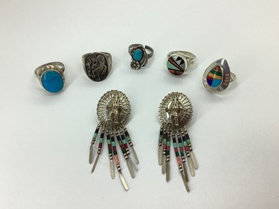 Lot 153 - Native American Style Dress Rings, including...
