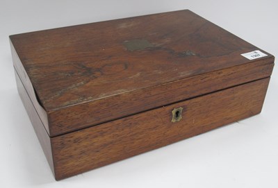 Lot 1359 - Antique Writing Slope, featuring green velvet...