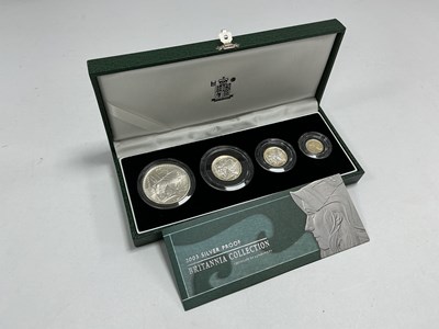 Lot 588 - 2003 Royal Mint Silver Proof Britannia Four...