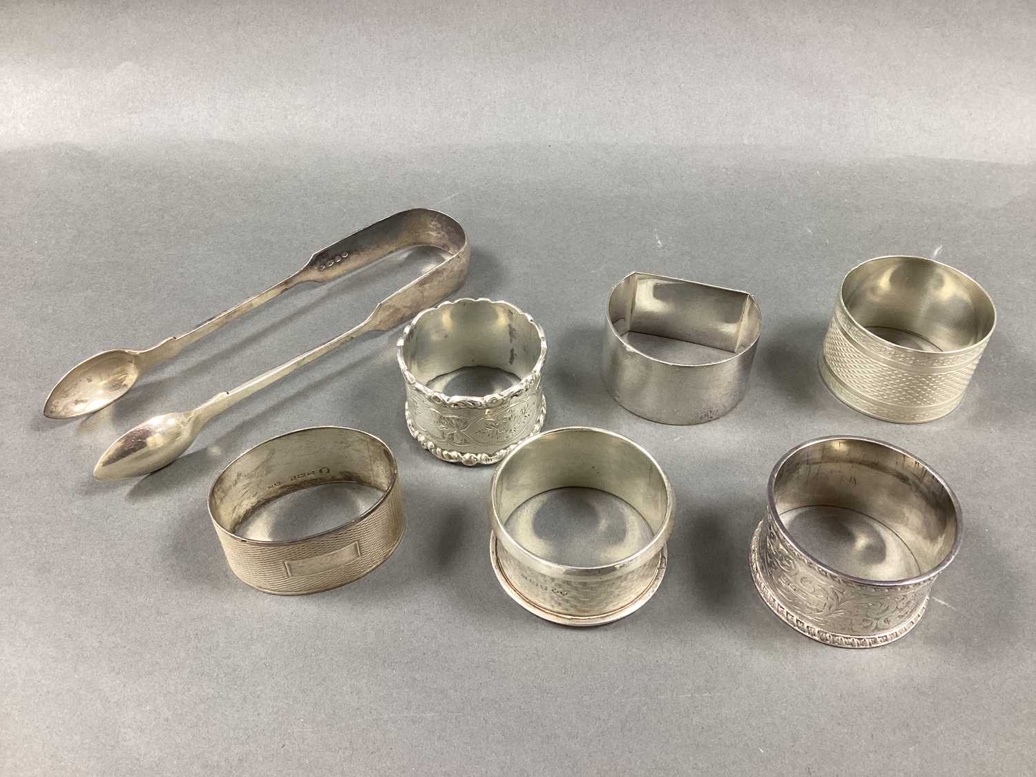 Lot 26 - Six Assorted Hallmarked Silver Napkin Rings,...