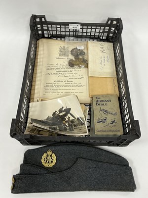 Lot 424 - WWII RAF Cap Badge & Side Cap, other British...