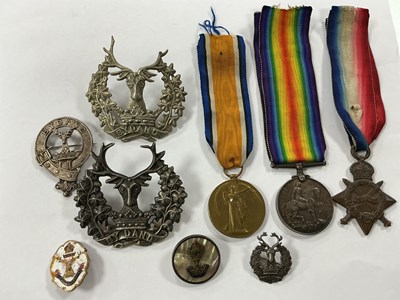 Lot 527 - WWI Gordon Highlanders Medal Trio 1914-15 Star...