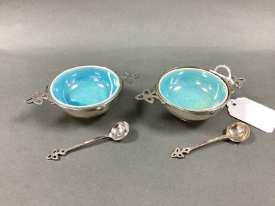 Lot 71 - Ruskin; A Pair of Hallmarked Silver Twin...
