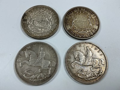 Lot 520 - Four GB Silver Crowns, includes two George V...