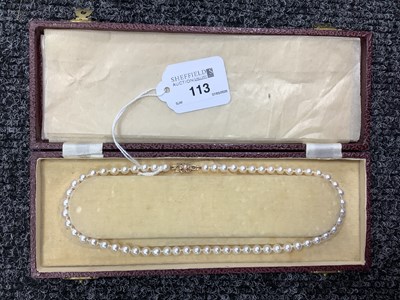 Lot 113 - A Single Strand Pearl Bead Necklace, the...