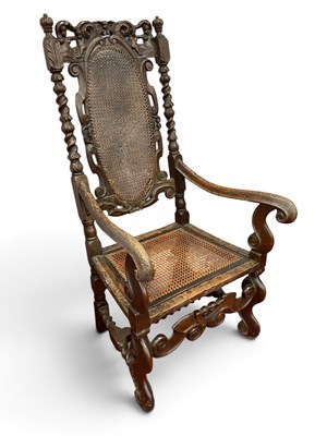 Lot 1465 - A XVII Century Walnut Armchair, with pierced...