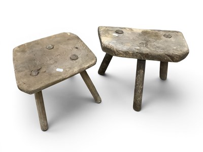 Lot 1577 - Two XIX Century Milking Stools (woodworm) (2).