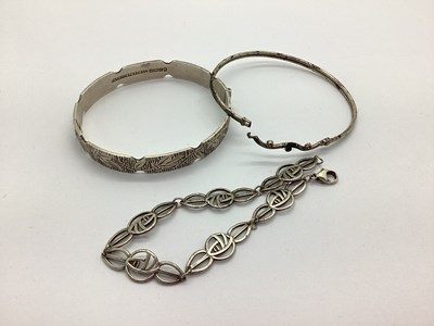 Lot 187 - A Hallmarked Silver Bangle, of foliate design...