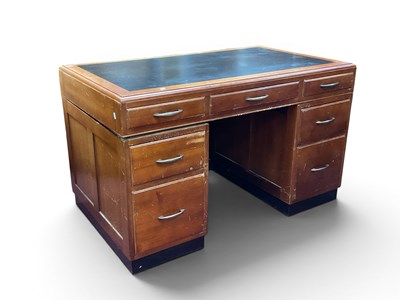 Lot 1507 - Mid XX Century Mahogany Desk, with black...
