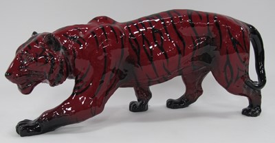 Lot 1248 - Royal Doulton Flambe Stalking Tiger, 34.5cm long.