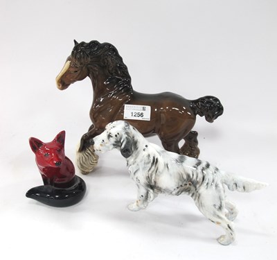 Lot 1256 - Royal Doulton Flambe Fox 11.5cm tall, English...