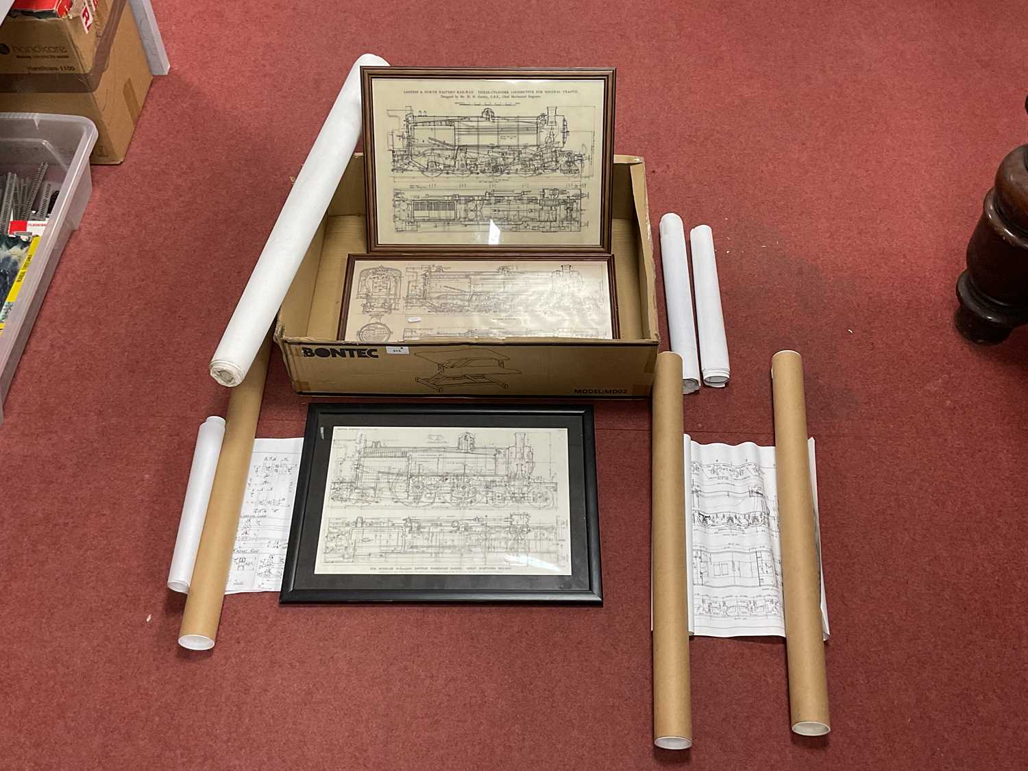 Lot 315 - Three Framed Steam Locomotive Sectional...