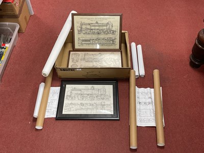 Lot 315 - Three Framed Steam Locomotive Sectional...