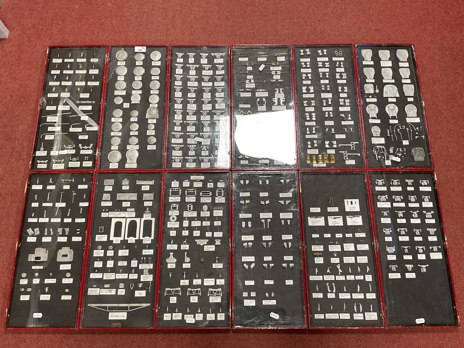 Lot 308 - Four Display Panels Each of Three Hinged...