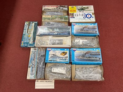 Lot 591 - Nine plastic and balsa wood ship and aircraft...