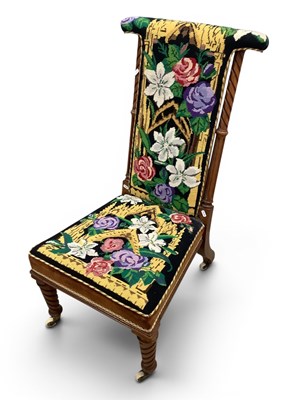 Lot 1524 - XIX Century Walnut Prie Dieu Chair, with...