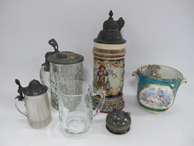 Lot 1283 - German Steins with a Pewter Lid, XVIII Century...