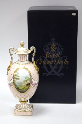 Lot 1035A - A Royal Crown Derby Porcelain Vase and Cover,...
