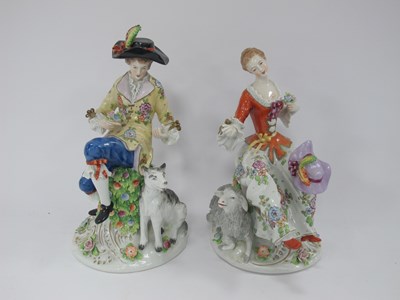 Lot 1252 - Pair of Sitzendorf Seated Figurines of Flower...