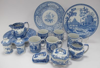 Lot 1225 - Spode 'Blue Room', plates, mugs and a jar,...