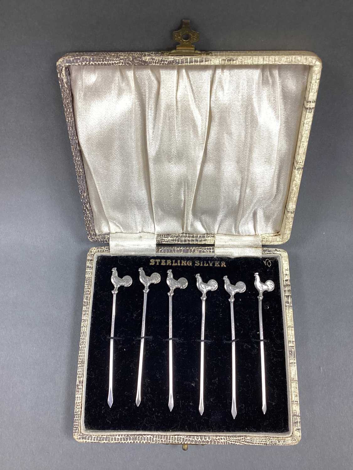 Lot 14 - A Set of Six Novelty Cockerel Cocktail Sticks,...