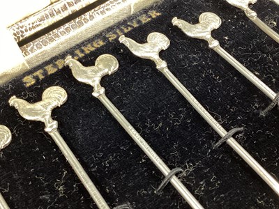 Lot 14 - A Set of Six Novelty Cockerel Cocktail Sticks,...