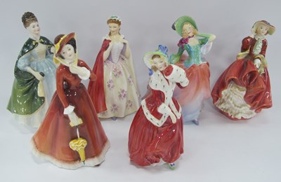 Lot 1237 - Six Royal Doulton Figurines, Premiere HN 2343...