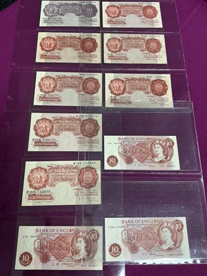 Lot 503 - Collection Of Eleven GB Ten Shillings...