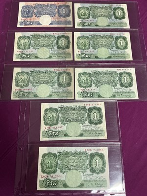 Lot 504 - Collection Of Eight GB £1 Banknotes, chief...