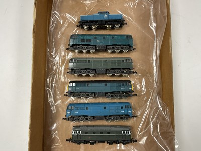 Lot 811 - Six N gauge BR diesel locomotives: a green...