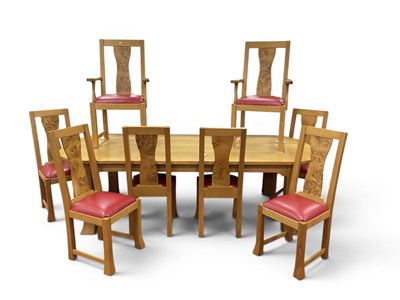 Lot 1531 - Light Oak Oval Shaped Dining Table, together...